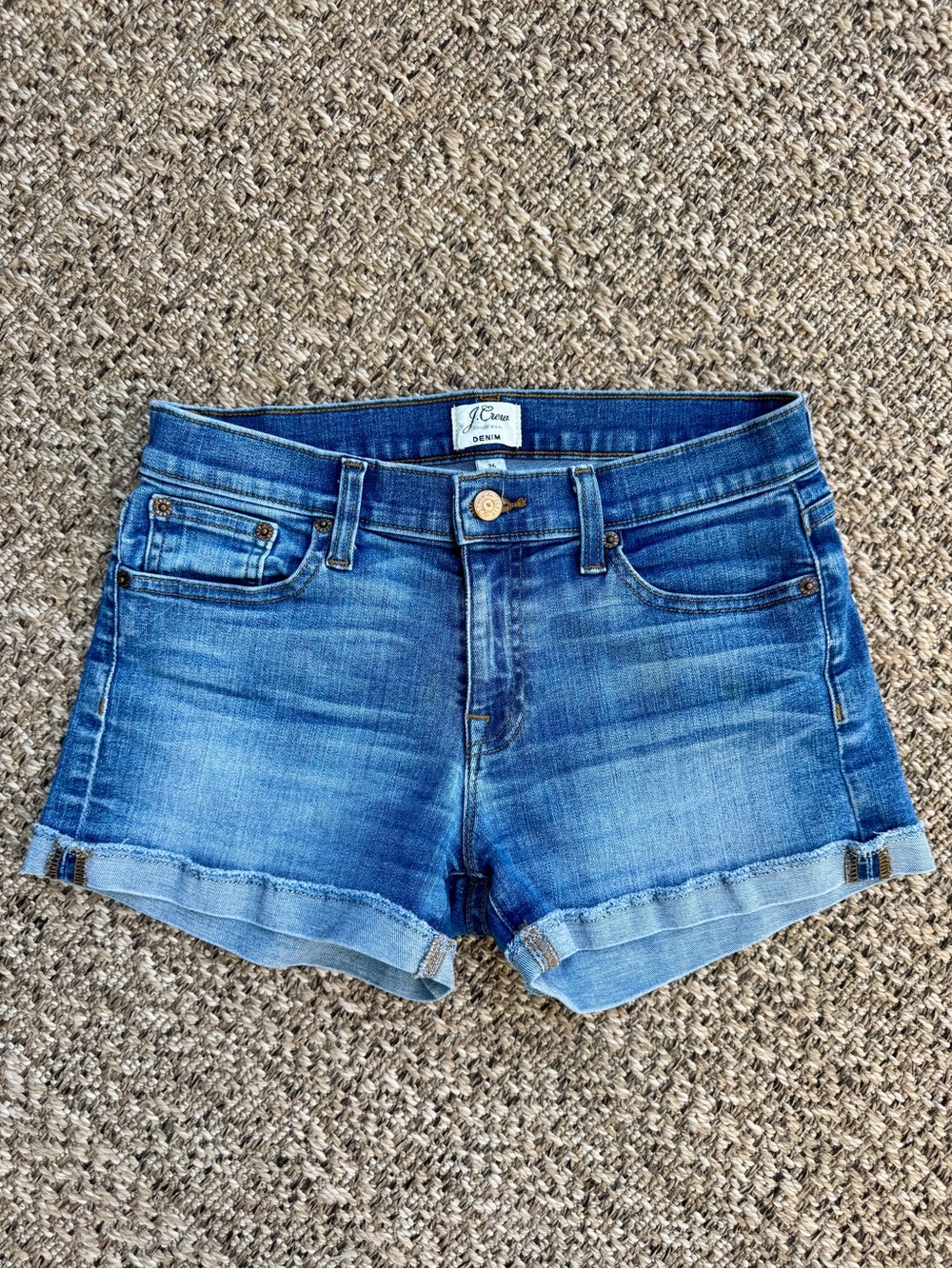 J.Crew Mid-Rise Stretch Denim Cuffed Shorts in Medium Blue Size 26